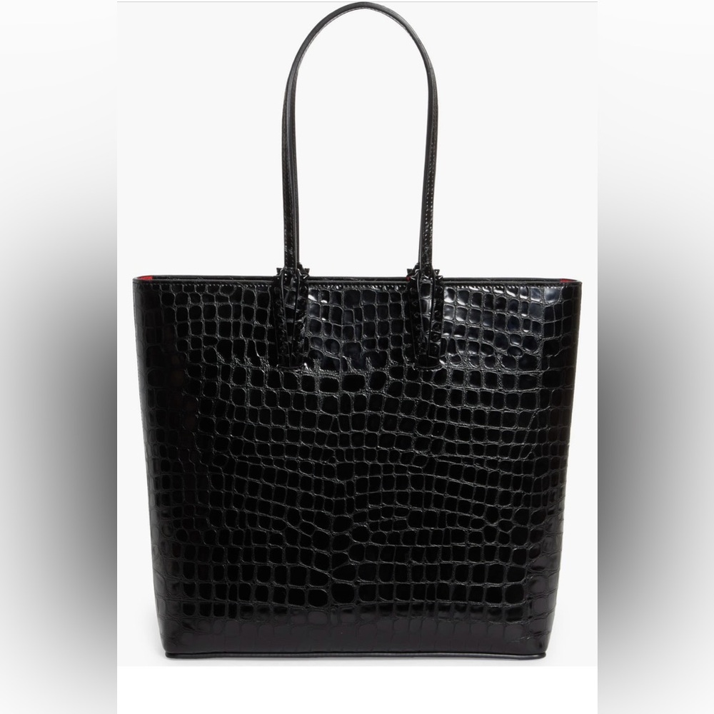New Christian Louboutin Cabata Croc Embossed Leather Tote
